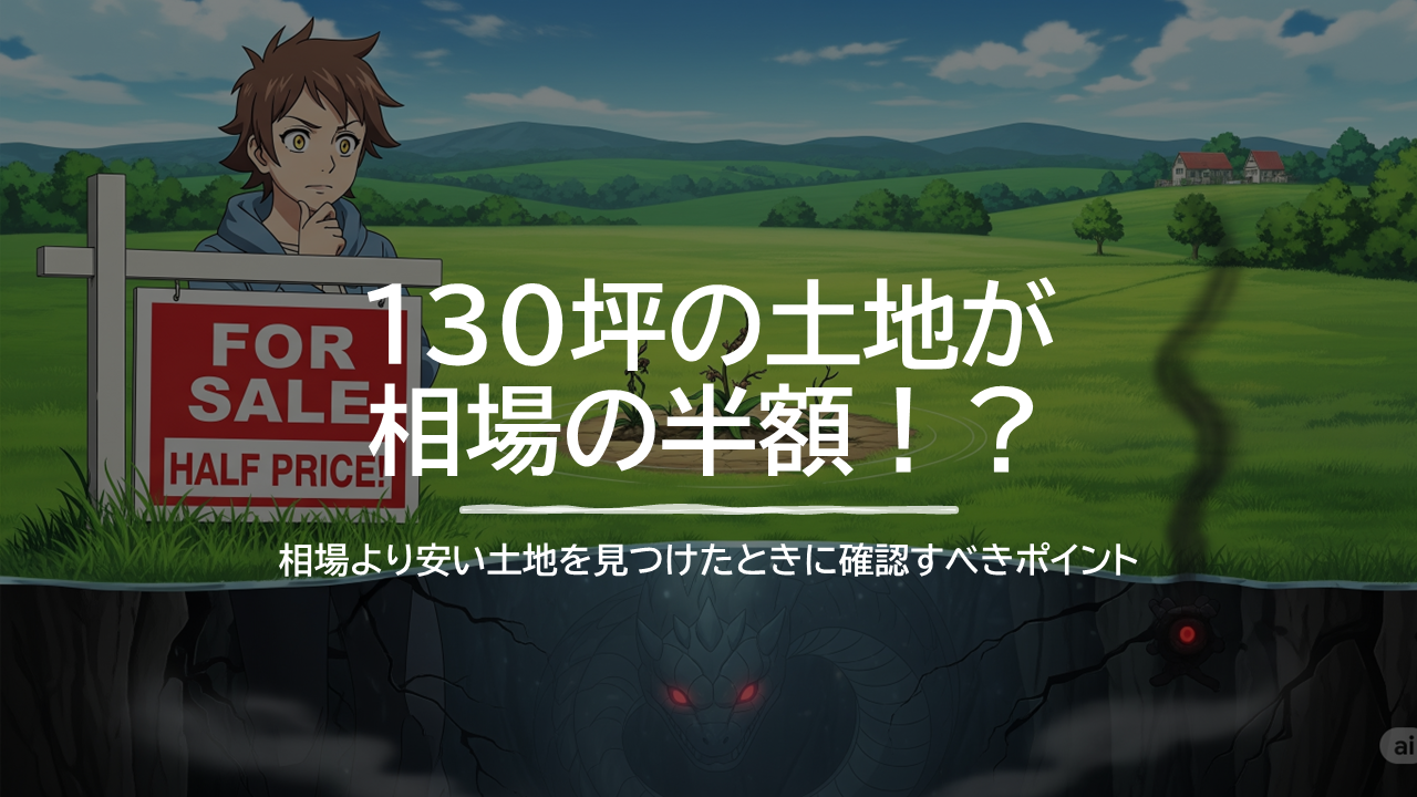 130坪の土地が相場の半額で売り出されている！【要注意】相場より安い土地を見つけたときに確認すべきポイント