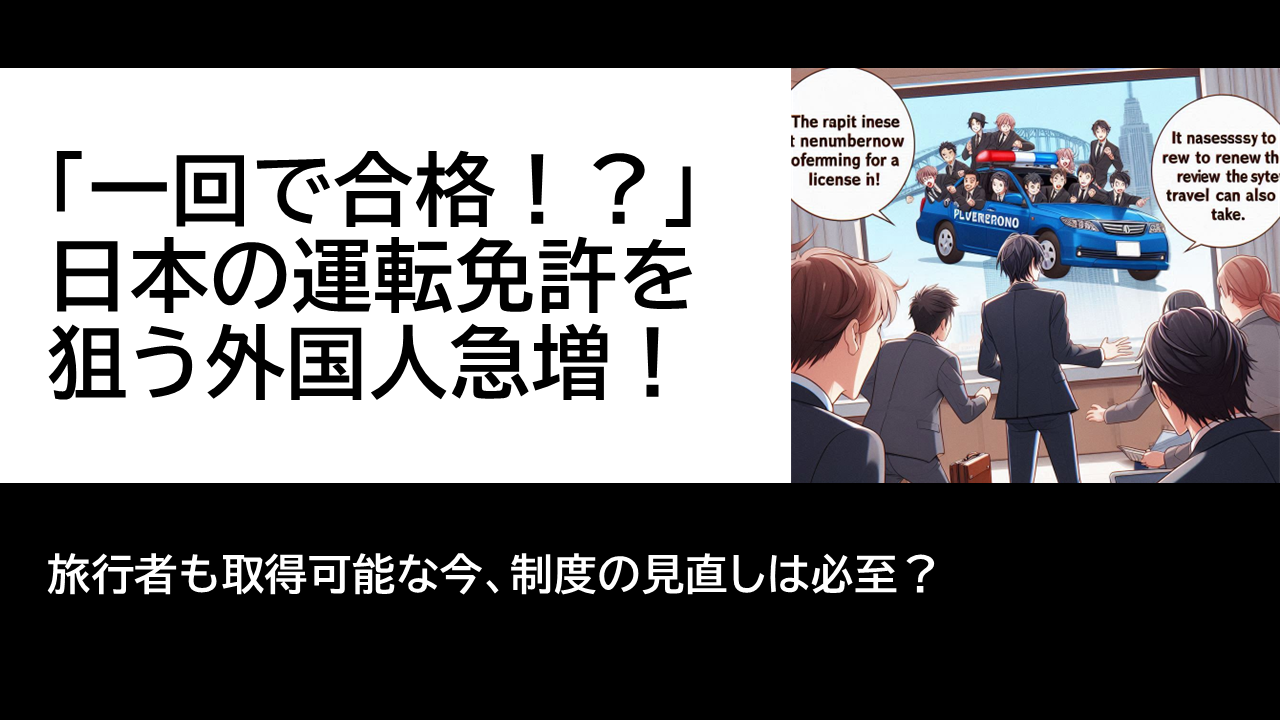 「一回で合格！？」日本の運転免許を狙う外国人が急増中！旅行者も取得可能な今、制度の見直しは必至？