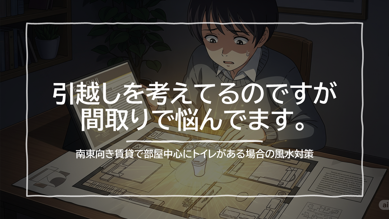 「引越しを考えてるのですが、間取りで悩んでます。」南東向き賃貸で部屋中心にトイレがある場合の風水対策