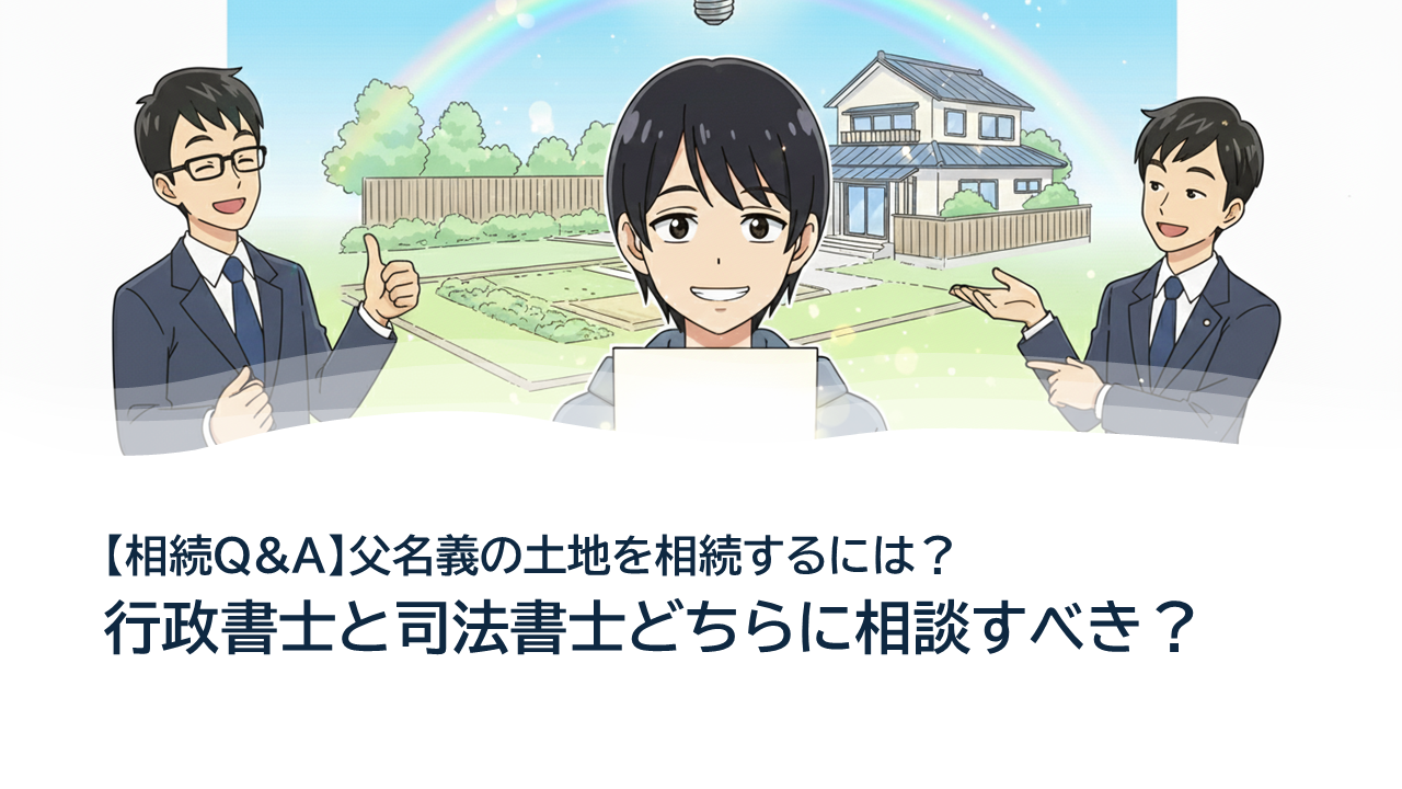 【相続Q&A】父名義の土地を相続するには？行政書士と司法書士どちらに相談すべき？