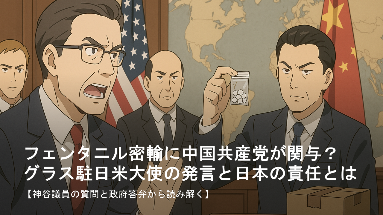 フェンタニル密輸に中国共産党が関与？グラス駐日米大使の発言と日本の責任とは【神谷議員の質問と政府答弁から読み解く】